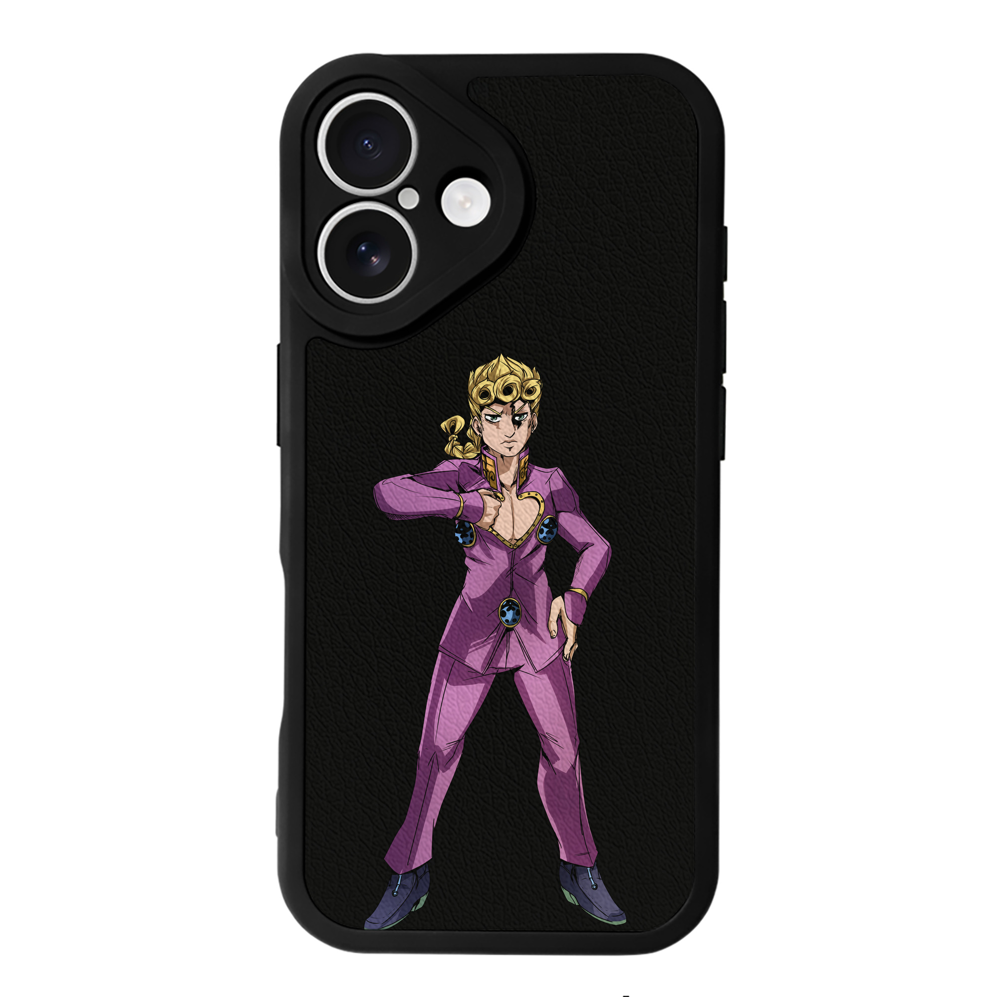 （画像用） ジョジョの奇妙な冒険 ジョルノ?ジョバァーナ JoJo's Bizarre Adventure Giorno Giovanna 【iPhone 16シリーズ対応】シリコンスマホケース（レザー調） 材質：シリコン